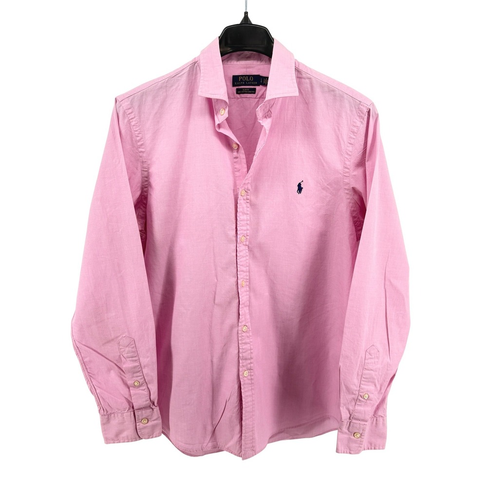 Polo Ralph Lauren Mens Large Pre-Owned Shirt Pink Slim Fit 100% Cotton Stretch - Picture 3 of 12